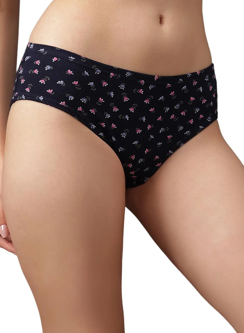 Clovia Multicolour Pack of 3 Printed Mid Waist Hipster Panties with Inner Elastic - 100% Cotton for Women | Best Price UAE